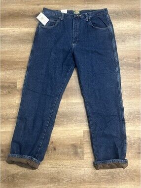 NWT CABELA'S ROUGHNECK TRADITIONAL Fit Jean 38X 34 TAPERED LEG Fleece Lined